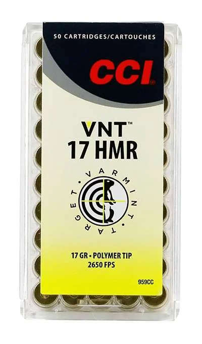 CCI Ammunition .17 HMR 17gr HP Brass – 50rd
